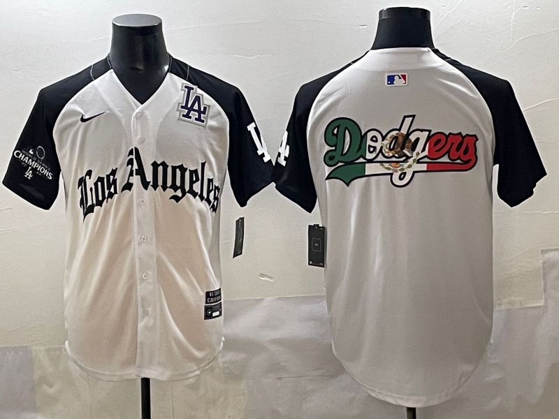 Men 2025 Los Angeles Dodgers Blank White black Five generations Joint Name Nike MLB Jersey style 5269